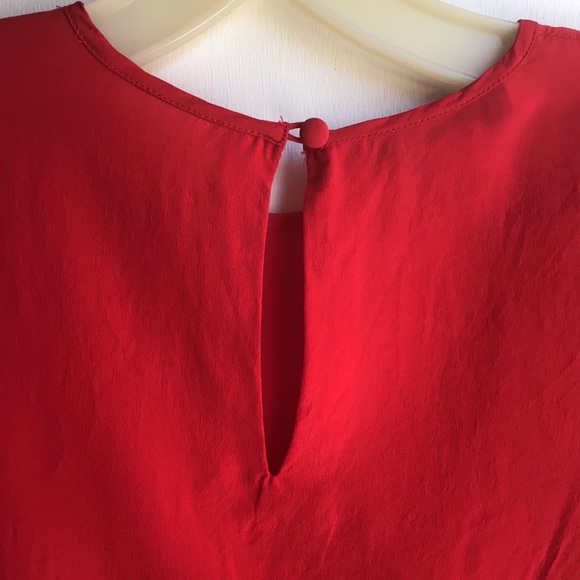 VTG Hana Sung Cherry Red Silk Short Sleeve Blouse - Picture 6 of 11